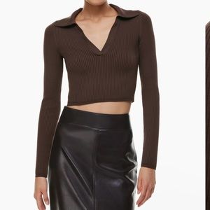 Aritzia Babaton “sculpt knit polo long sleeve”